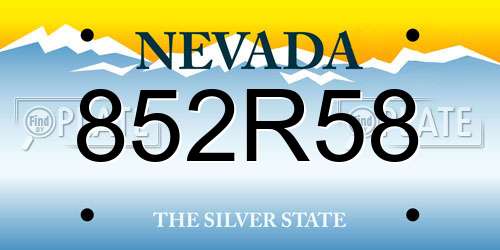852R58 Nevada License Plate