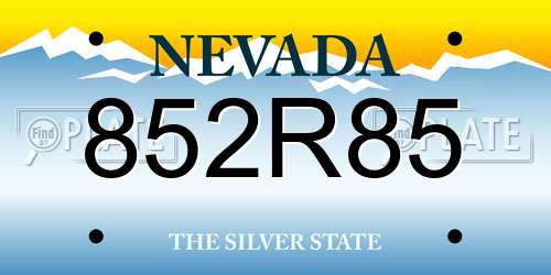 852R85 Nevada License Plate