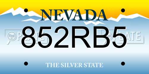 852RB5 Nevada License Plate