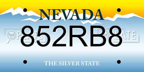 852RB8 Nevada License Plate