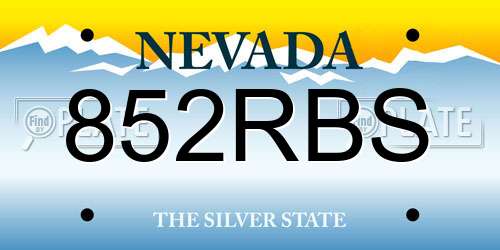 852RBS Nevada License Plate