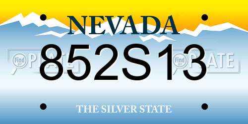 852S13 Nevada License Plate