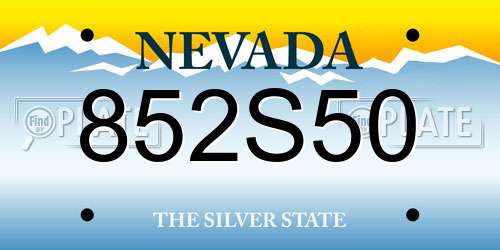 852S50 Nevada License Plate