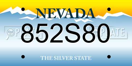 852S80 Nevada License Plate