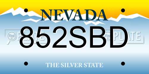 852SBD Nevada License Plate