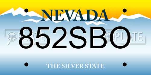 852SBO Nevada License Plate