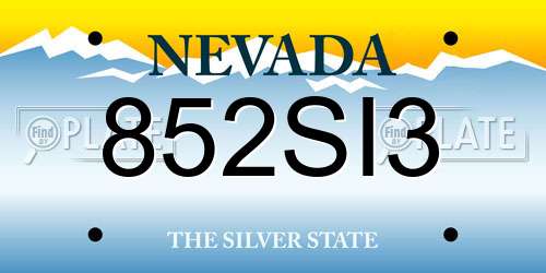 852SI3 Nevada License Plate