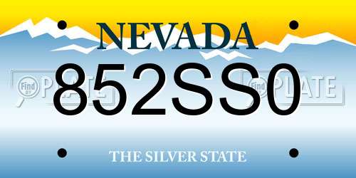 852SS0 Nevada License Plate