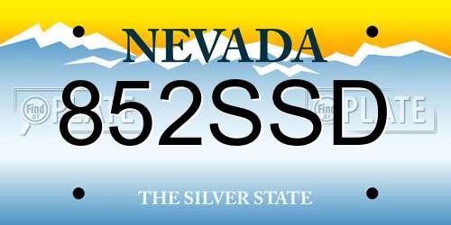 852SSD Nevada License Plate