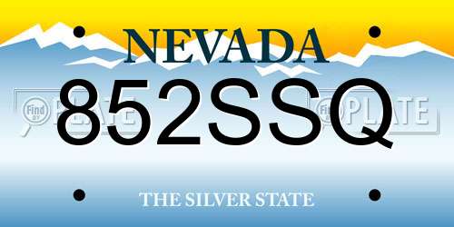 852SSQ Nevada License Plate