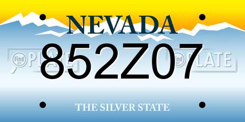 852Z07 Nevada License Plate