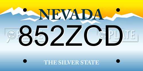 852ZCD Nevada License Plate