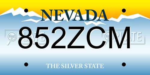 852ZCM Nevada License Plate
