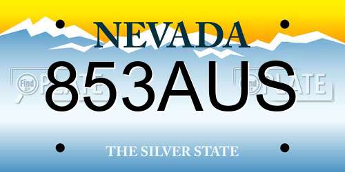 853AUS Nevada License Plate