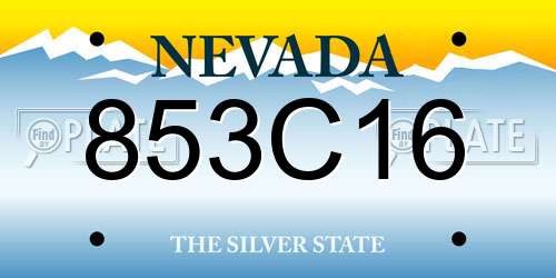 853C16 Nevada License Plate