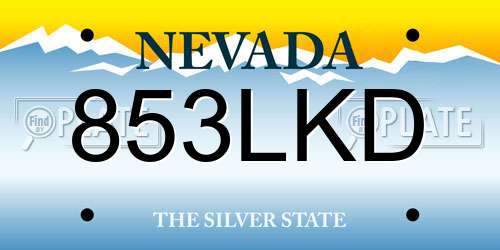 853LKD Nevada License Plate