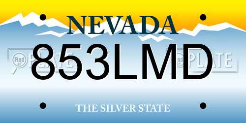 853LMD Nevada License Plate