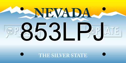 853LPJ Nevada License Plate