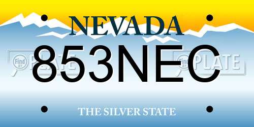 853NEC Nevada License Plate