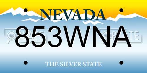 853WNA Nevada License Plate