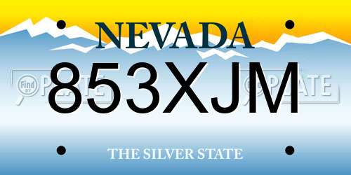 853XJM Nevada License Plate