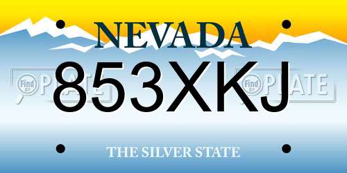 853XKJ Nevada License Plate