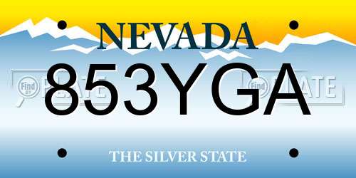 853YGA Nevada License Plate