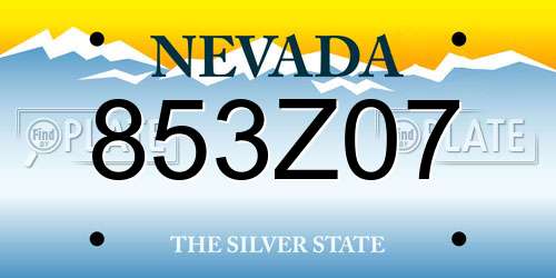 853Z07 Nevada License Plate