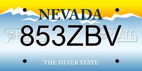 853ZBV Nevada License Plate