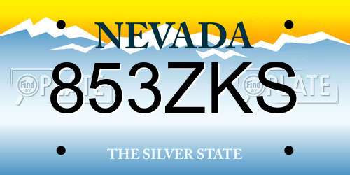 853ZKS Nevada License Plate