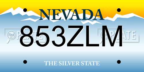 853ZLM Nevada License Plate