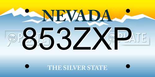 853ZXP Nevada License Plate