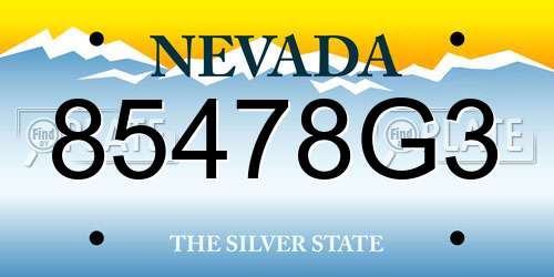 85478G3 Nevada License Plate