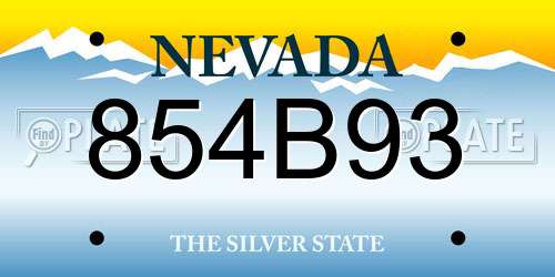 854B93 Nevada License Plate