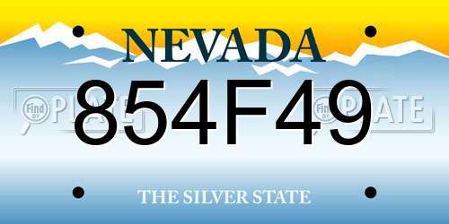 854F49 Nevada License Plate