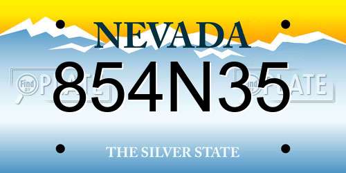 854N35 Nevada License Plate