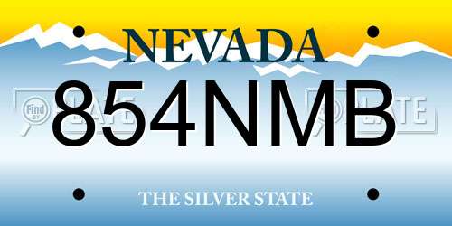 854NMB Nevada License Plate