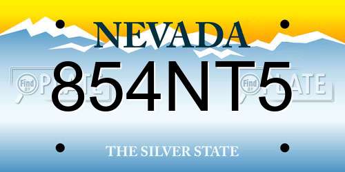 854NT5 Nevada License Plate