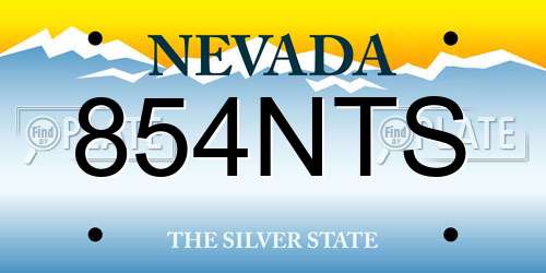 854NTS Nevada License Plate