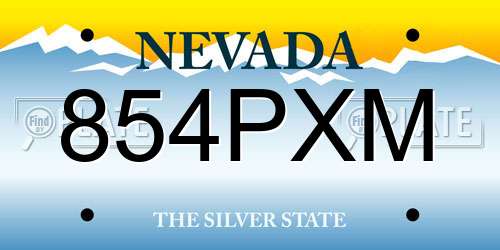 854PXM Nevada License Plate