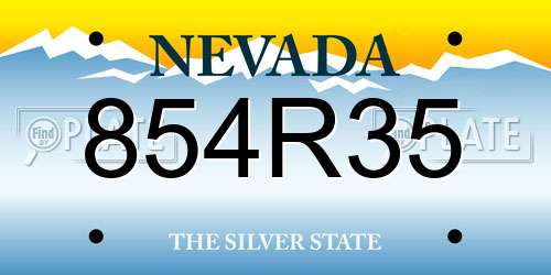 854R35 Nevada License Plate