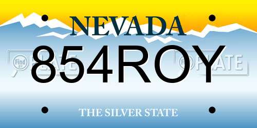854ROY Nevada License Plate