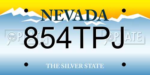 854TPJ Nevada License Plate