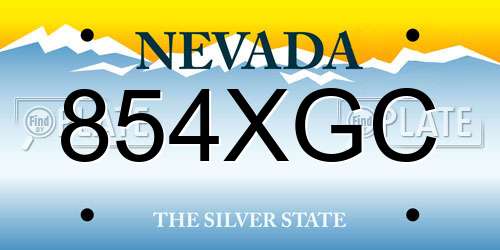 854XGC Nevada License Plate