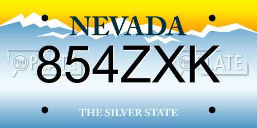 854ZXK Nevada License Plate