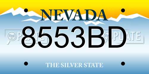 8553BD Nevada License Plate