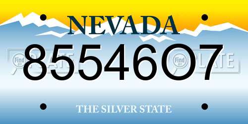 85546O7 Nevada License Plate