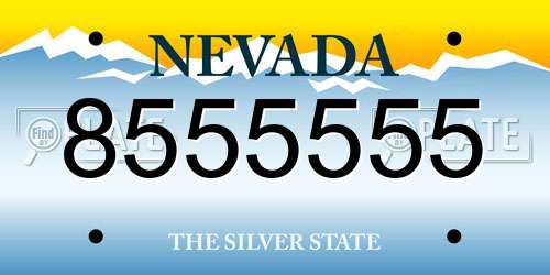 8555555 Nevada License Plate