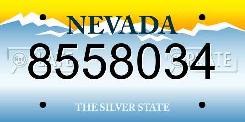 8558034 Nevada License Plate