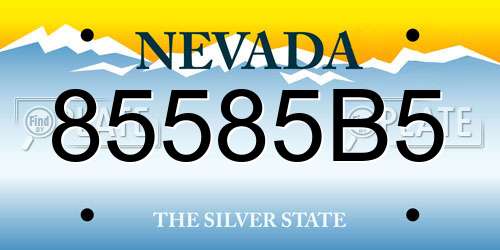 85585B5 Nevada License Plate